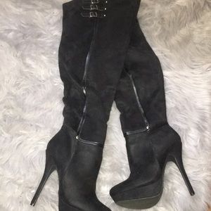 Black over the knee heel boots size 7 with box 🖤